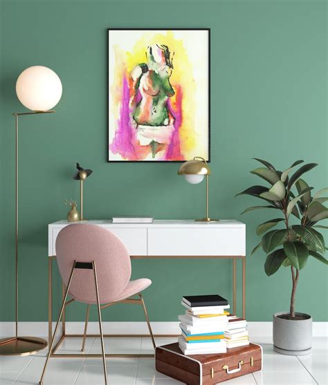 Erotic Nudity Erotic Painting Of Nude Woman In Graffiti Style With Rich Colors Canvas Wall Art