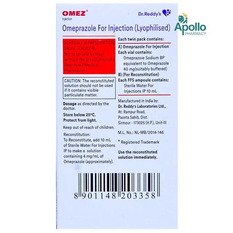 Omez 40 Mg Injection 1 S Price Uses Side Effects Composition