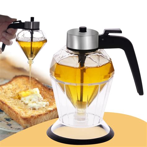 Oz No Drip Glass Honey Dispenser With Stand For Sauces Olive Oil