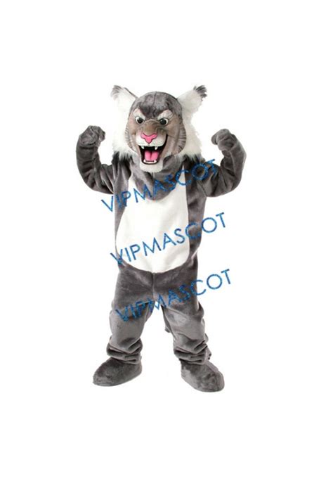 Grey Wildcat Mascot Costume