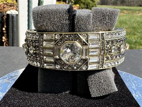 New Heidi Daus Lavish Layers Crystal Accented Wide Bangle Bracelet Cuff