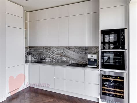 Угловая кухня Свит в стиле минимализм с интегрированными ручками ...