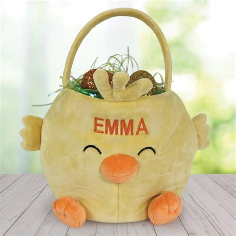 Embroidered Chick Easter Basket Personalized Easter Baskets