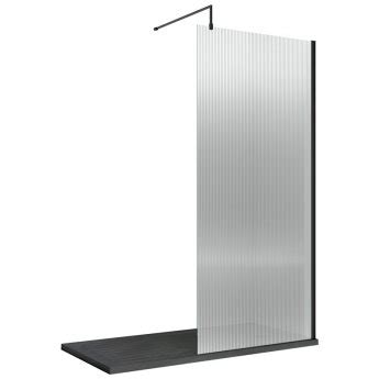 Hudson Reed Fluted Black Mm Wet Room Glass Shower Screen Options