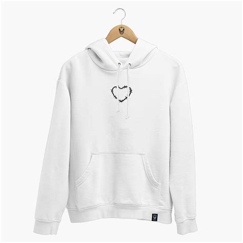 Barbed Wire Heart Embroidered Hoodie Unisex Broken Society