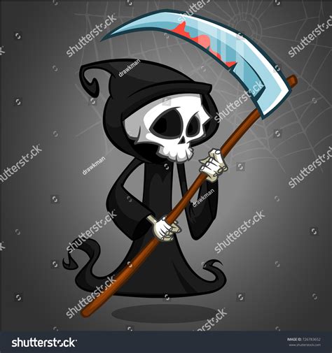 Cute Cartoon Grim Reaper Scythe Isolated Stock Vector Royalty Free 726783652