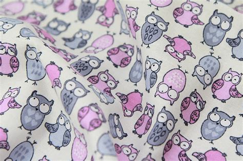 Cute Owls Cotton Fabric Hoot Pink And Gray By The Yard 68913 Etsy