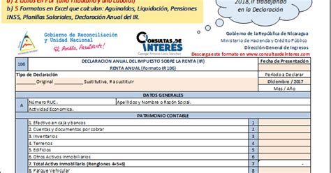 Consultas de Interés DGI Declaración Anual del IR 2017 en Excel con