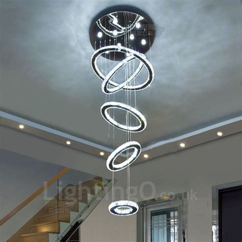 Dimmable Rings Modern Led Crystal Ceiling Pendant Light Indoor