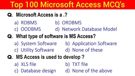 Top 100 MS Access Mcq Questions And Answers MS Office Mcqs