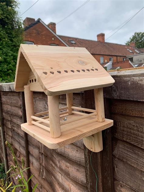 Wooden Bird Table For Small Garden Birds Fence Or Wall Etsy Uk