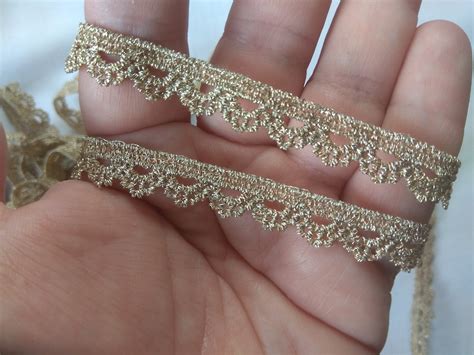 Gold Lace Trim By The Yard 10 Mm Venice Lace Trim Metallic Etsy