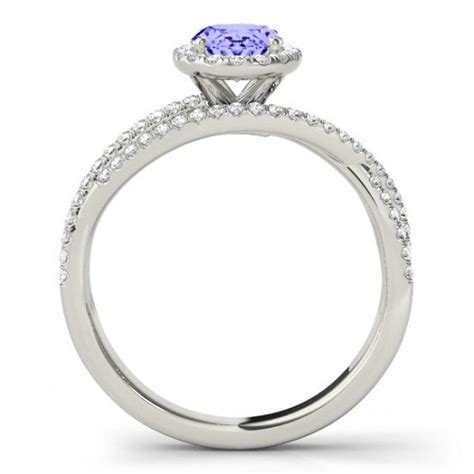 8x6mm Oval Tanzanite And Diamond Halo Engagement Ring 14k Rose Etsy