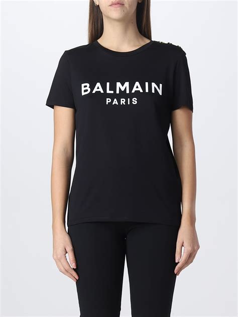 Balmain Cotton T Shirt With Logo Black Balmain T Shirt