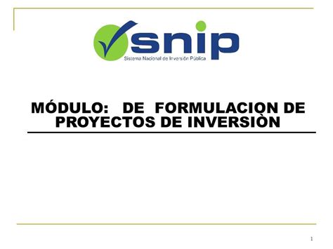 M Dulo De Formulacion De Proyectos De Inversi N Ppt Descargar