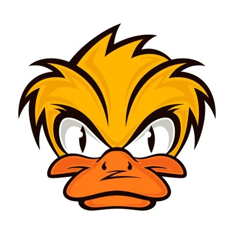 Cartoon evil face duck with collar Royalty Free Vector Image