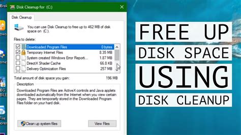 How To Free Up Disk Space With Windows 10 Disk Cleanup Tools Youtube