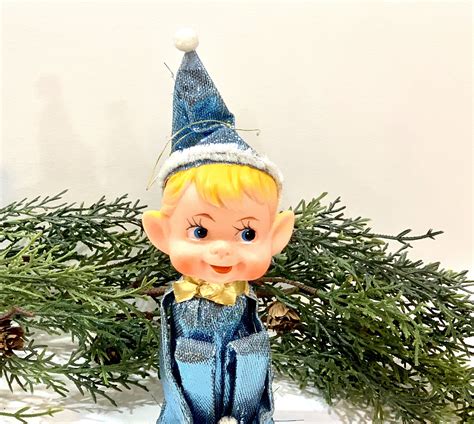 Vintage Christmas Knee Hugger Elf Blue Googly Eyes Blonde Etsy