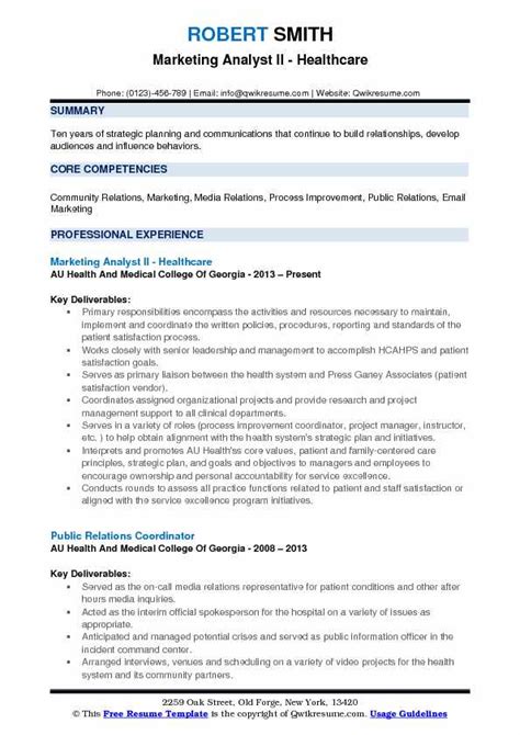 Marketing Analyst Resume Samples Qwikresume