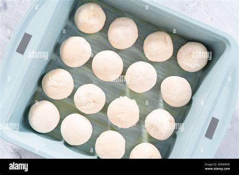 Baking Dinner Rolls From The Premade Frozen Dough In The Baking Pan