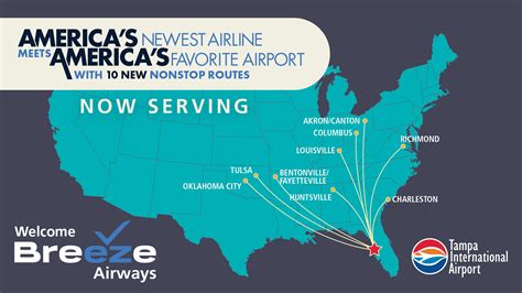 Breeze Airways launches five previously unserved routes from TPA