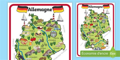 Poster Carte De L Allemagne Illustr E Teacher Made