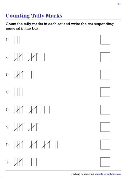 Counting Tally Marks Worksheets