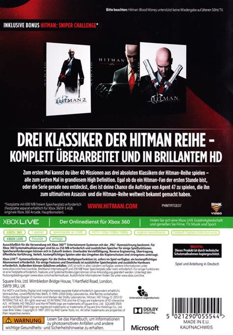 Hitman: HD Trilogy (2012) Xbox 360 box cover art - MobyGames