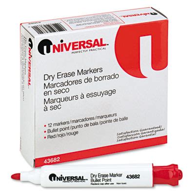 Unv Dry Erase Marker Bullet Tip Red Dozen