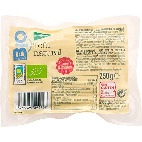 El Corte Inglés BIO tofu natural ecológico sin gluten Envase 250 g