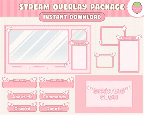 Twitch Stream Overlay Package Wings Sparkles Simple Etsy