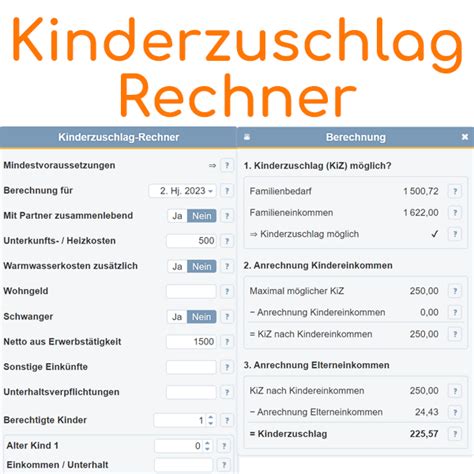 Kinderzuschlag Rechner Einfach Anspruch Berechnen