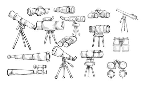 Premium Vector Telescopes Handdrawn Collection