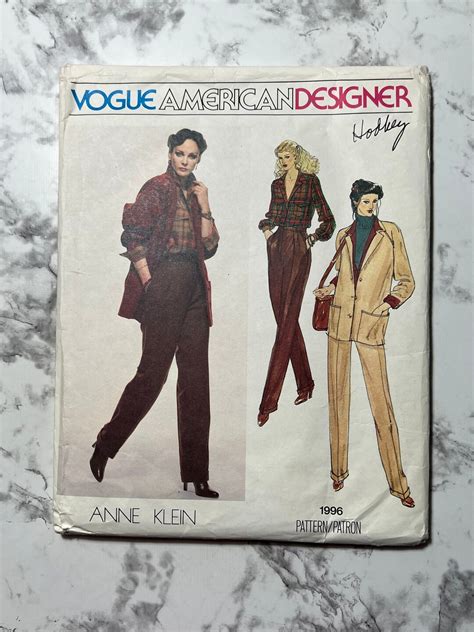 70s Vogue American Designer Anne Klein Misses Jacket Pants And Blouse Pattern Vogue 1996