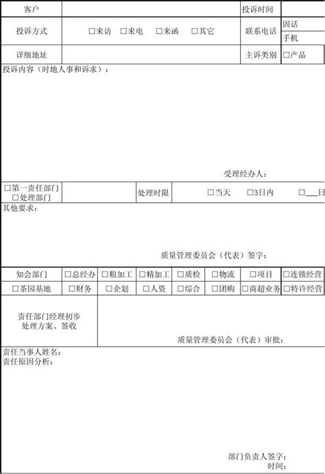 客户投诉处理记录表word文档在线阅读与下载无忧文档