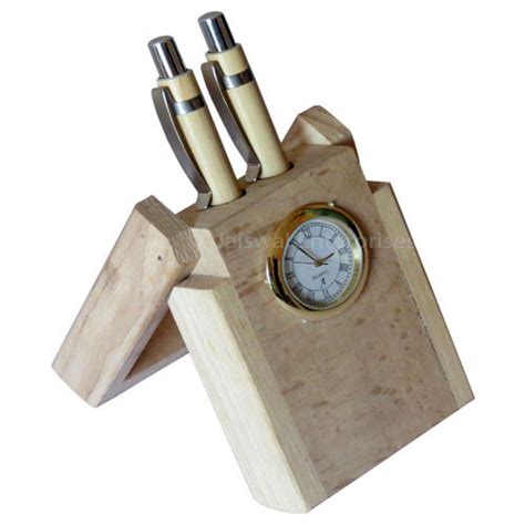 Wooden Clock Pen Stand At Rs Piece Pen Stand With Clock In Patna