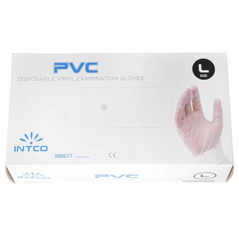 100pcs INTCO Disposable PVC Protection Gloves Size L Transparent