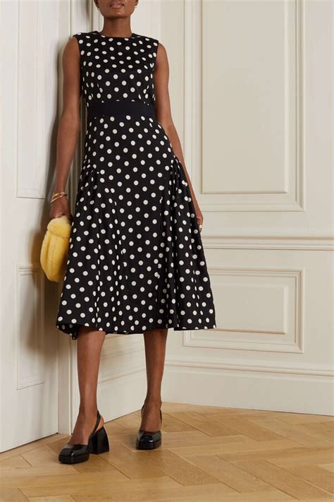 Buy Erdem Penelope Belted Polka Dot Taffeta Faille Midi Dress Black