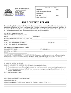 Fillable Online TREE CUTTING PERMIT Fax Email Print PdfFiller