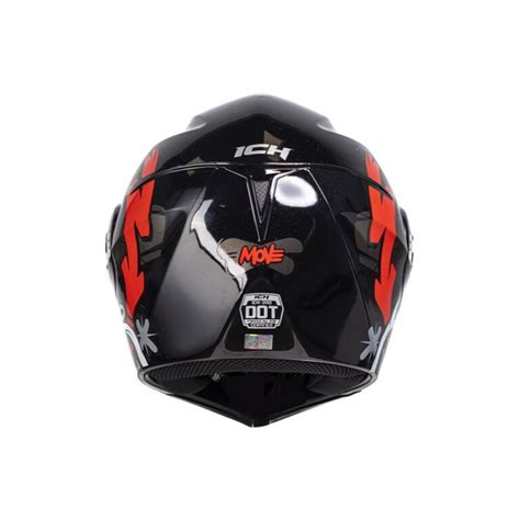 Casco Abatible Ich Dot Move Negro Mate Rojo Visor Transparente