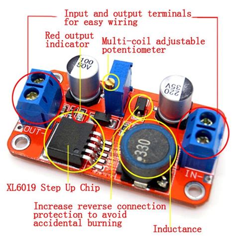 Xl6019 5a Dc Dc Adjustable Boost Power Module High Power Step Up Board