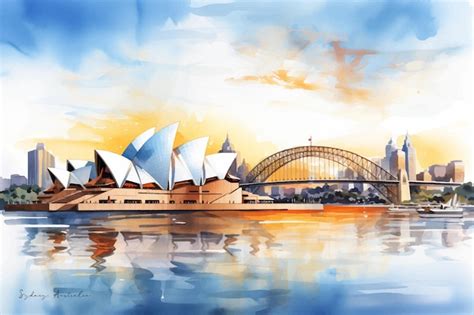 Premium Vector Watercolor Illustration Of Australia Sydney Opera House