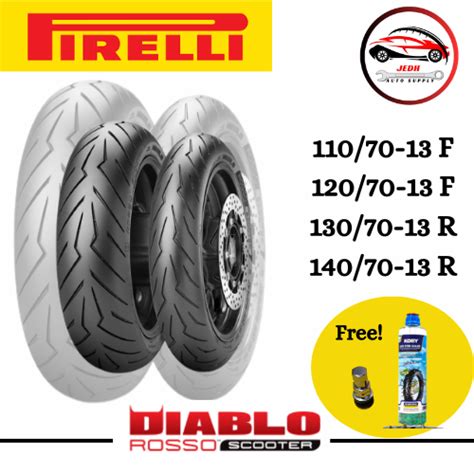 Pirelli Diablo Rosso Scooter With Free Tire Sealant And Stainless Tire