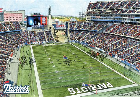 New England Patriots, Gillette Stadium Painting by John Stoeckley ...