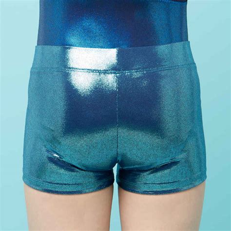 Girls Artistic Gymnastics Shiny Shorts Turquoise Decathlon