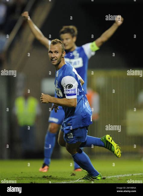 Genks Thomas Buffel Feiert Nach Einem Tor W Hrend Des Jupiler Pro