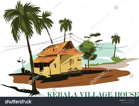 Kerala Village Houses Vector Illustration Stock Vector (Royalty Free ...