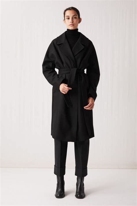 Melton Wool Belted Coat Black Jackets Coats ARKET Belted Coat