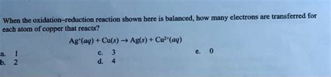 Solved When The Oxidation Reduction Reaction Shown Here Is Balanced