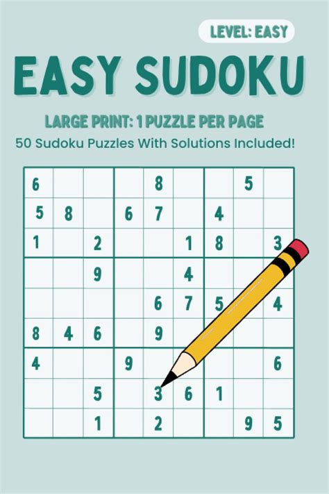 Sudoku Large Print Easy Large Print Sudoku Puzzle Book For Adults And Seniors With 50 Easy Sudoku